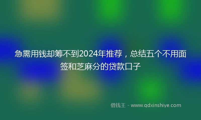 急需用钱却筹不到2024年推荐，总结五个不用面签和芝麻分的贷款口子