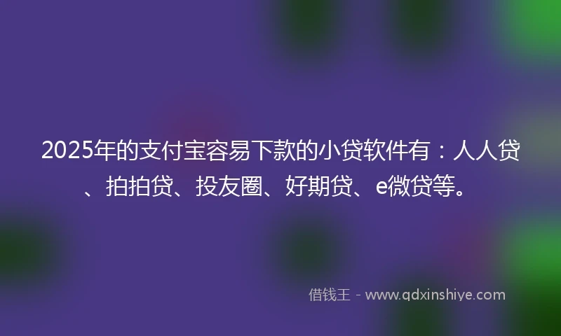 2025年的支付宝容易下款的小贷软件有：人人贷、拍拍贷、投友圈、好期贷、e微贷等。