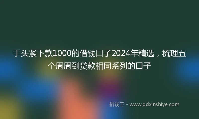 手头紧下款1000的借钱口子2024年精选，梳理五个周周到贷款相同系列的口子
