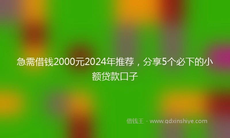 急需借钱2000元2024年推荐，分享5个必下的小额贷款口子
