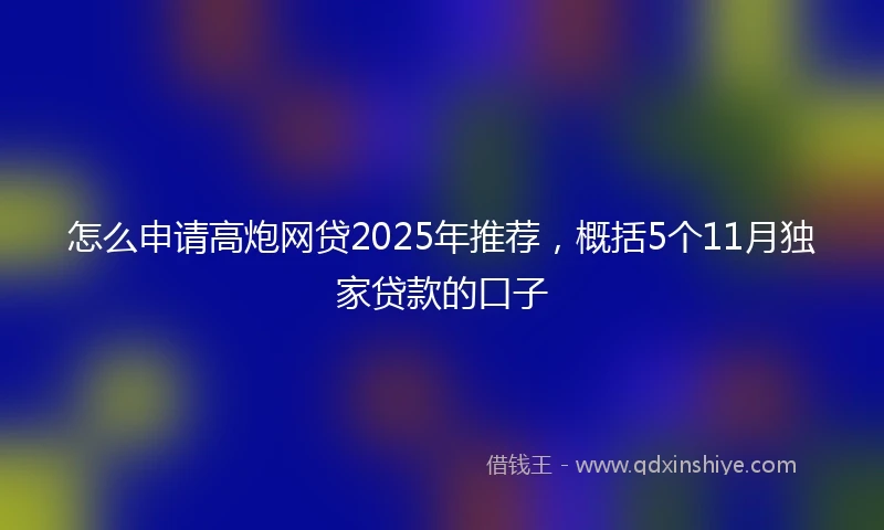 怎么申请高炮网贷2025年推荐，概括5个11月独家贷款的口子