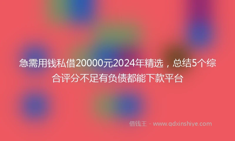 急需用钱私借20000元2024年精选，总结5个综合评分不足有负债都能下款平台