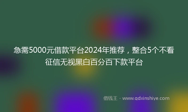 急需5000元借款平台2024年推荐,整合5个不看征信无视黑白百分百下款平台