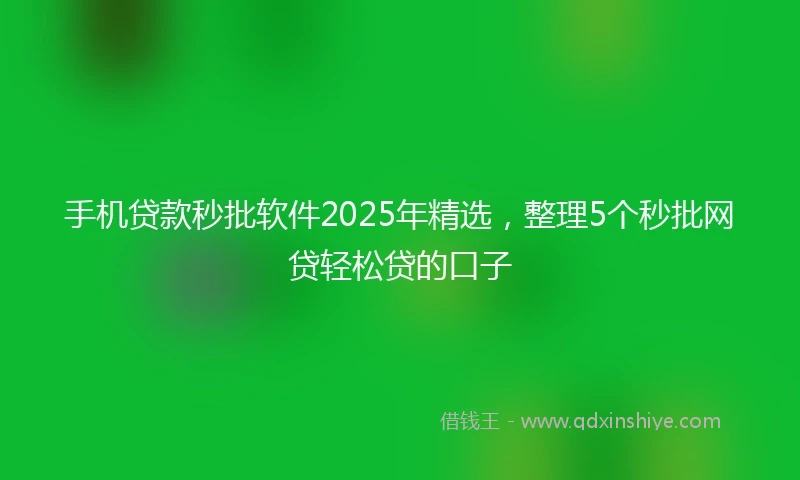 手机贷款秒批软件2025年精选，整理5个秒批网贷轻松贷的口子