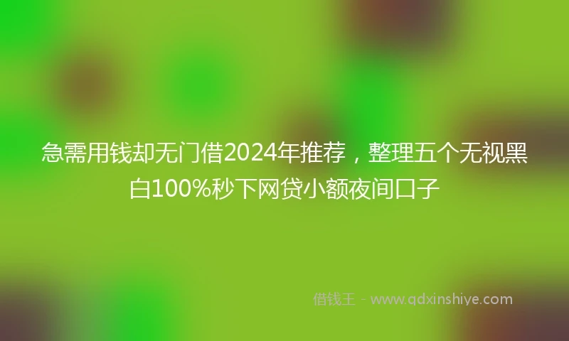 急需用钱却无门借2024年推荐，整理五个无视黑白100%秒下网贷小额夜间口子