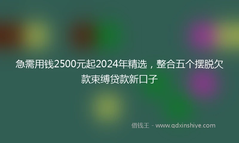 急需用钱2500元起2024年精选，整合五个摆脱欠款束缚贷款新口子