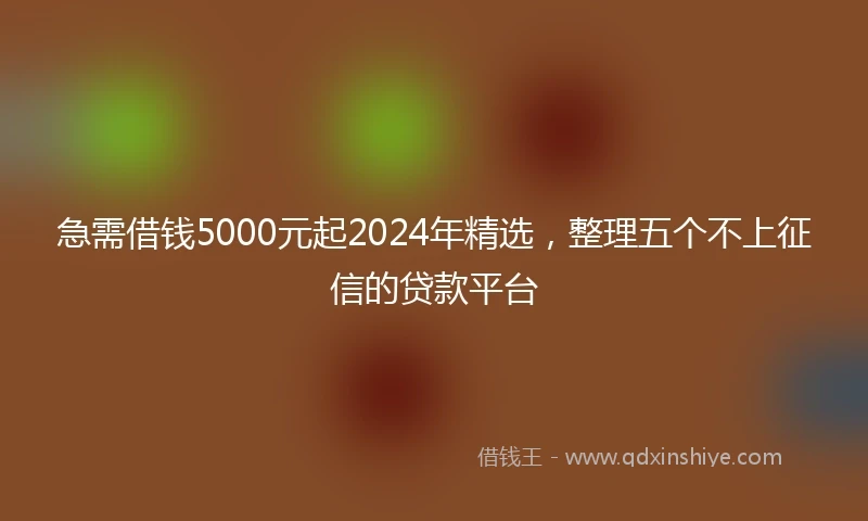急需借钱5000元起2024年精选，整理五个不上征信的贷款平台
