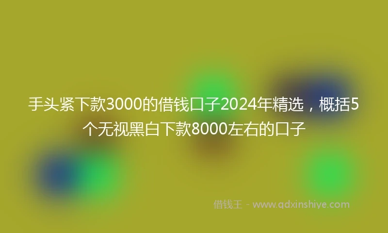手头紧下款3000的借钱口子2024年精选，概括5个无视黑白下款8000左右的口子