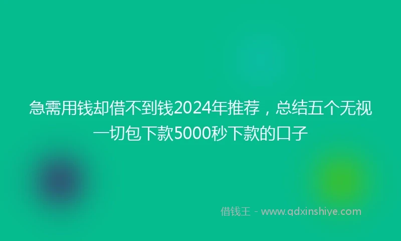 急需用钱却借不到钱2024年推荐，总结五个无视一切包下款5000秒下款的口子
