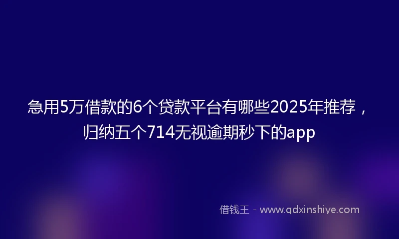 急用5万借款的6个贷款平台有哪些2025年推荐，归纳五个714无视逾期秒下的app