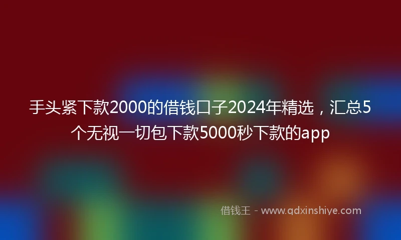 手头紧下款2000的借钱口子2024年精选，汇总5个无视一切包下款5000秒下款的app