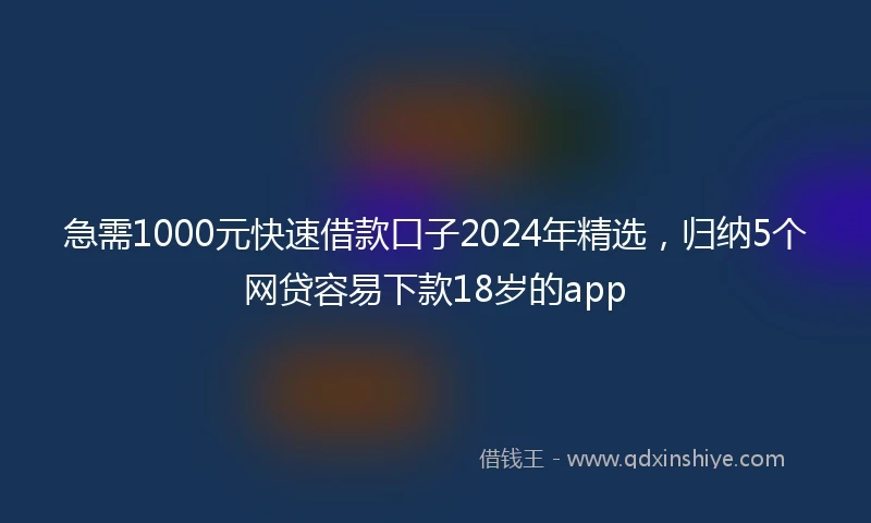 急需1000元快速借款口子2024年精选，归纳5个网贷容易下款18岁的app