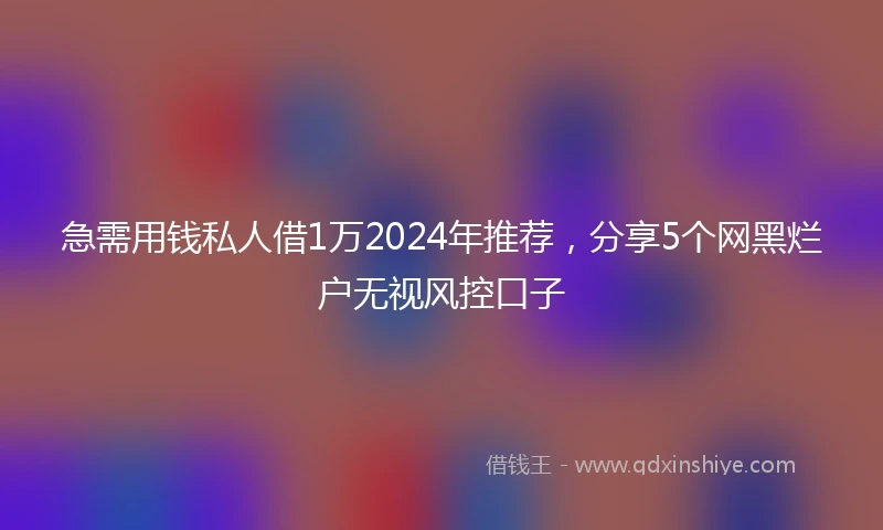 急需用钱私人借1万2024年推荐，分享5个网黑烂户无视风控口子