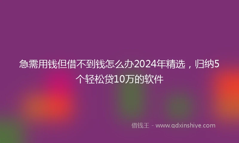 急需用钱但借不到钱怎么办2024年精选，归纳5个轻松贷10万的软件