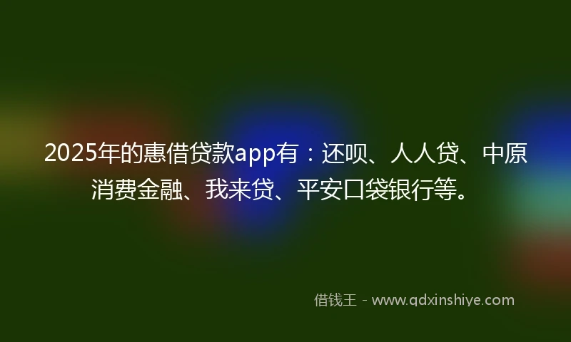 2025年的惠借贷款app有：还呗、人人贷、中原消费金融、我来贷、平安口袋银行等。