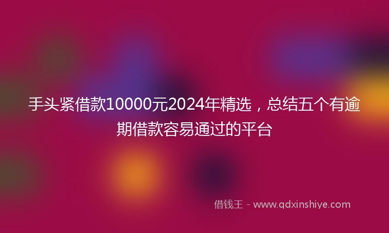 手头紧借款10000元2024年精选，总结五个有逾期借款容易通过的平台
