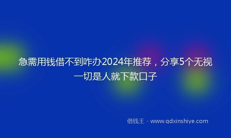 急需用钱借不到咋办2024年推荐，分享5个无视一切是人就下款口子