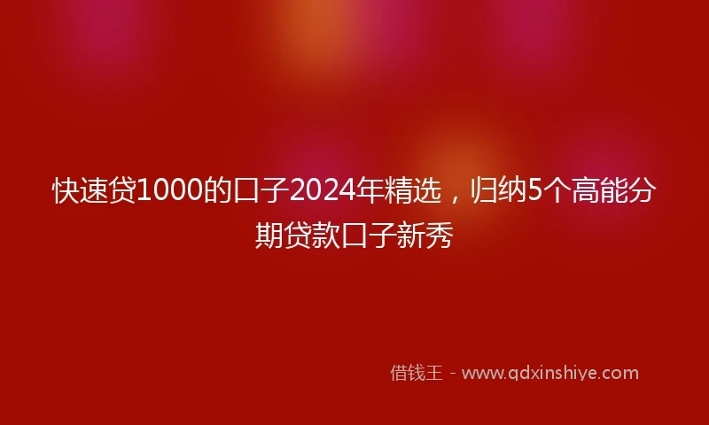快速贷1000的口子2024年精选，归纳5个高能分期贷款口子新秀