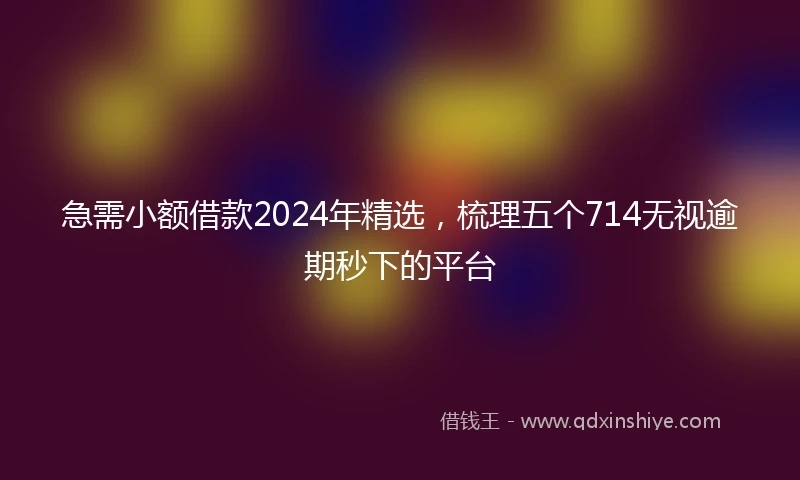 急需小额借款2024年精选，梳理五个714无视逾期秒下的平台