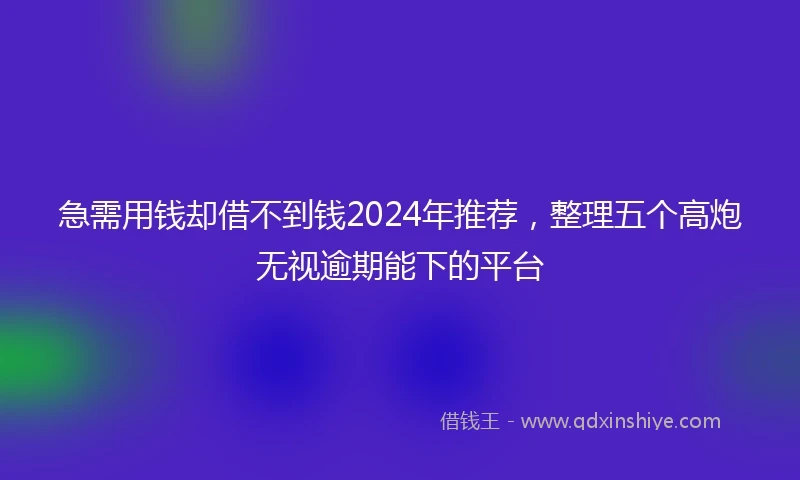 急需用钱却借不到钱2024年推荐，整理五个高炮无视逾期能下的平台
