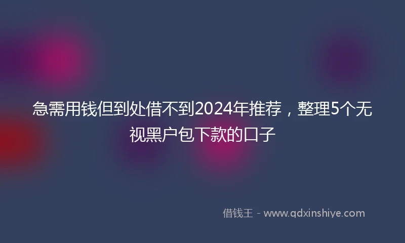 急需用钱但到处借不到2024年推荐，整理5个无视黑户包下款的口子