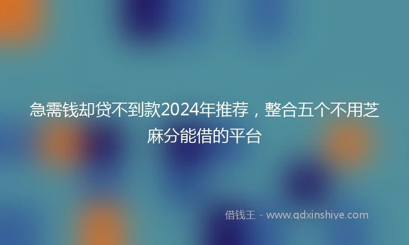 急需钱却贷不到款2024年推荐，整合五个不用芝麻分能借的平台