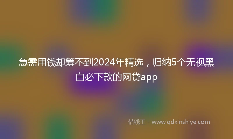 急需用钱却筹不到2024年精选，归纳5个无视黑白必下款的网贷app