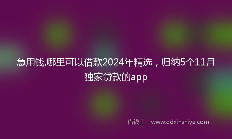 急用钱,哪里可以借款2024年精选，归纳5个11月独家贷款的app