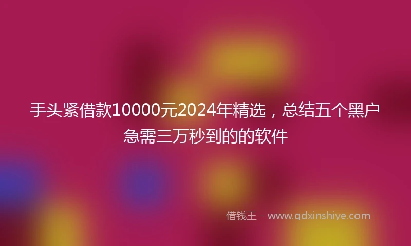 手头紧借款10000元2024年精选，总结五个黑户急需三万秒到的的软件