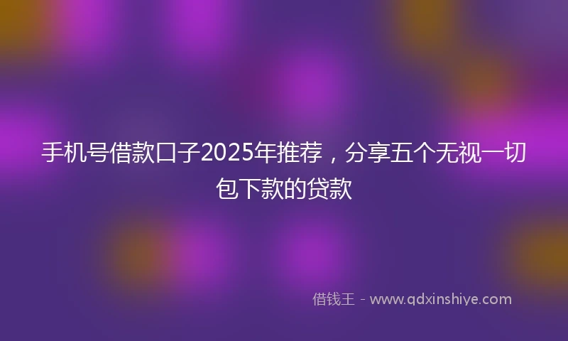 手机号借款口子2025年推荐，分享五个无视一切包下款的贷款