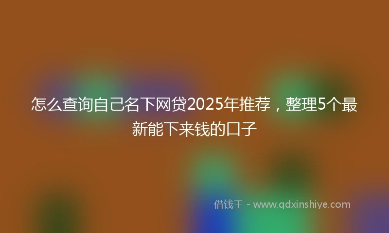 怎么查询自己名下网贷2025年推荐，整理5个最新能下来钱的口子