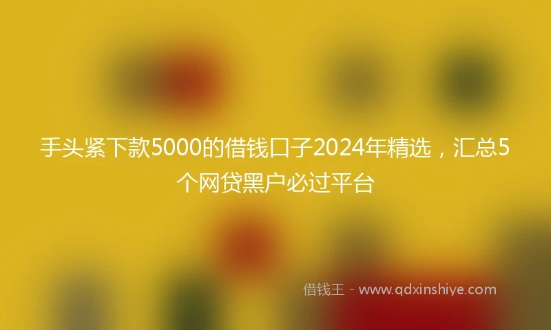 手头紧下款5000的借钱口子2024年精选，汇总5个网贷黑户必过平台