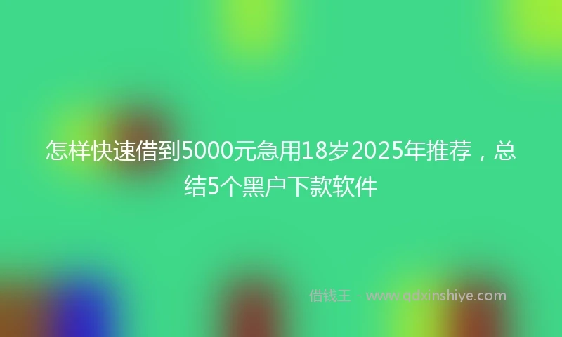 怎样快速借到5000元急用18岁2025年推荐，总结5个黑户下款软件
