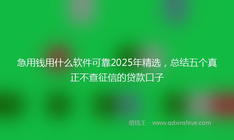 急用钱用什么软件可靠2025年精选，总结五个真正不查征信的贷款口子