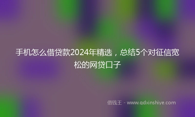 手机怎么借贷款2024年精选,总结5个对征信宽松的网贷口子
