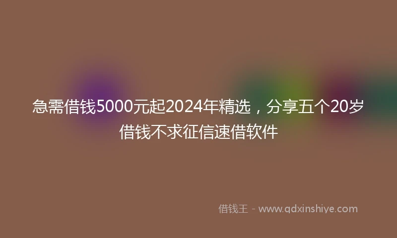 急需借钱5000元起2024年精选，分享五个20岁借钱不求征信速借软件