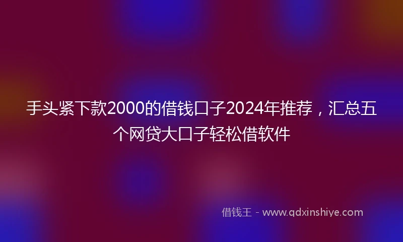 手头紧下款2000的借钱口子2024年推荐，汇总五个网贷大口子轻松借软件