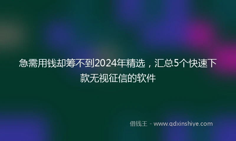 急需用钱却筹不到2024年精选，汇总5个快速下款无视征信的软件
