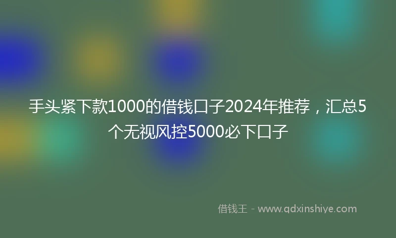 手头紧下款1000的借钱口子2024年推荐，汇总5个无视风控5000必下口子