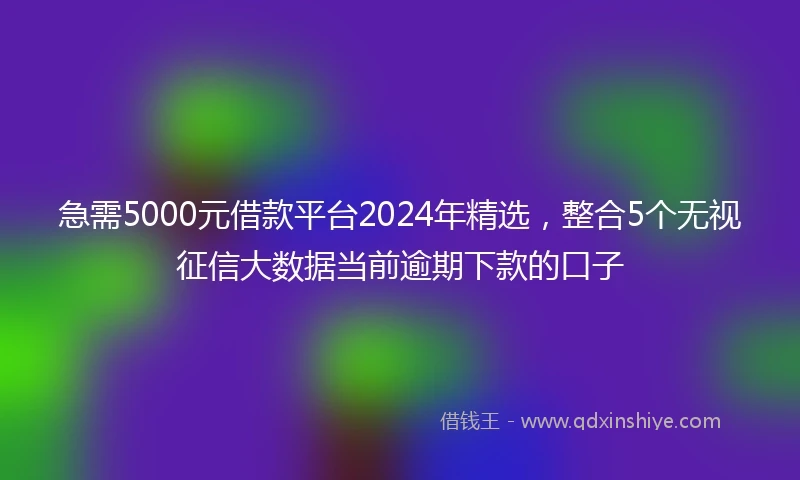 急需5000元借款平台2024年精选,整合5个无视征信大数据当前逾期下款的口子