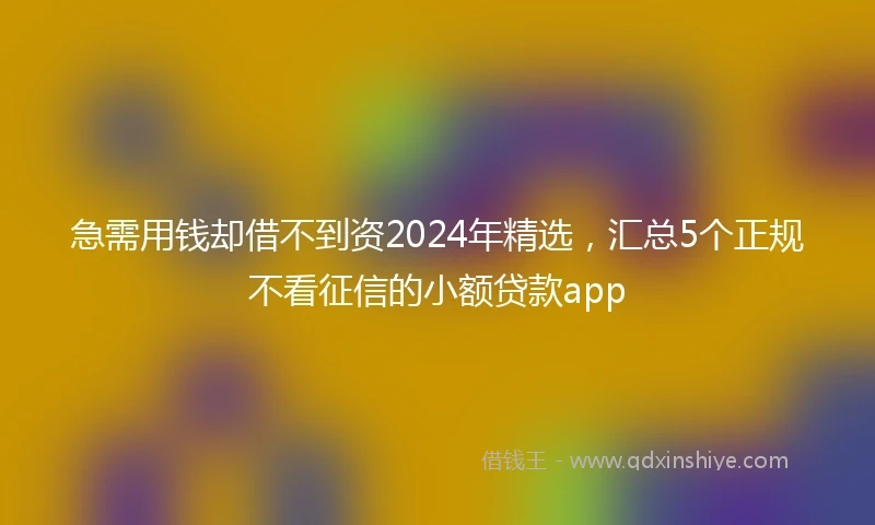 急需用钱却借不到资2024年精选，汇总5个正规不看征信的小额贷款app