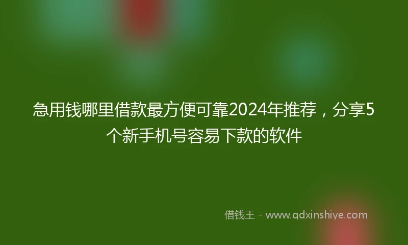 急用钱哪里借款最方便可靠2024年推荐，分享5个新手机号容易下款的软件