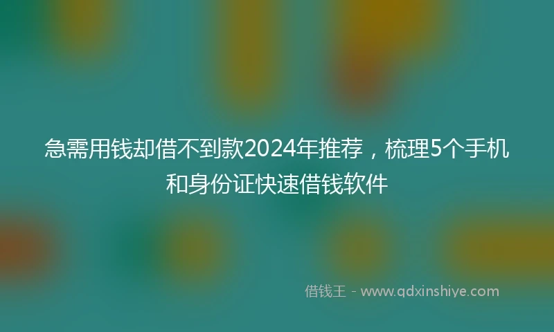 急需用钱却借不到款2024年推荐，梳理5个手机和身份证快速借钱软件