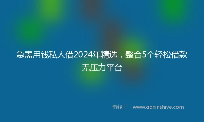 急需用钱私人借2024年精选，整合5个轻松借款无压力平台