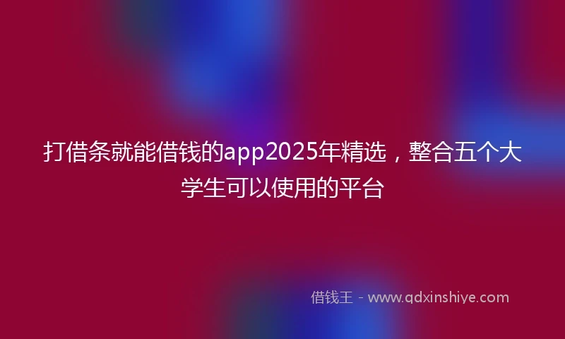 打借条就能借钱的app2025年精选，整合五个大学生可以使用的平台