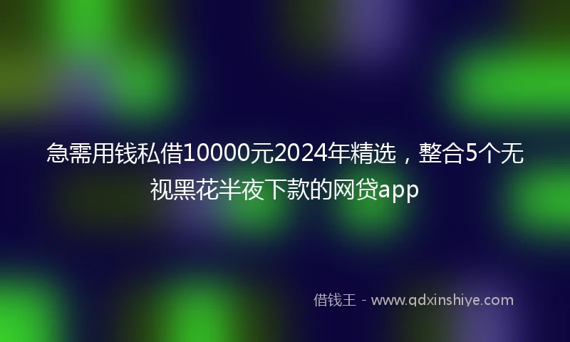 急需用钱私借10000元2024年精选，整合5个无视黑花半夜下款的网贷app
