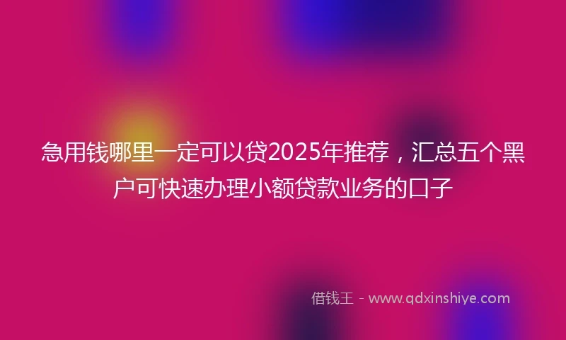 急用钱哪里一定可以贷2025年推荐,汇总五个黑户可快速办理小额贷款业务的口子
