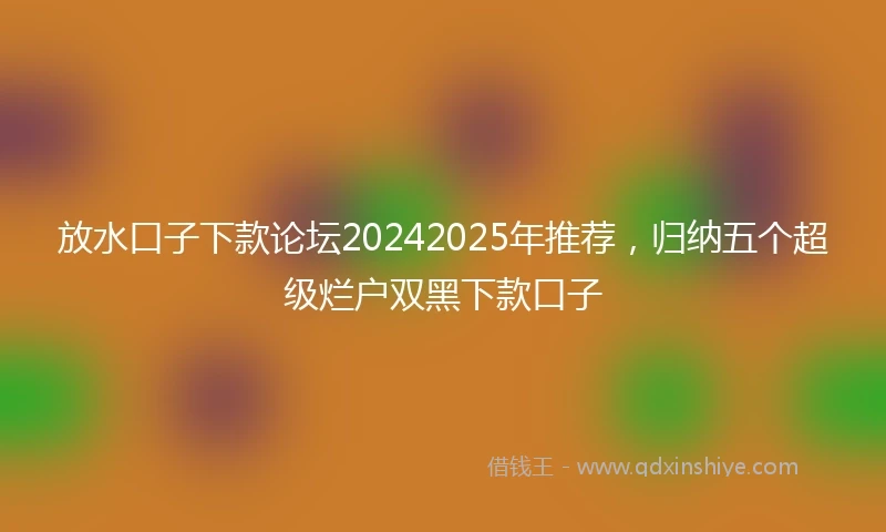 放水口子下款论坛20242025年推荐，归纳五个超级烂户双黑下款口子