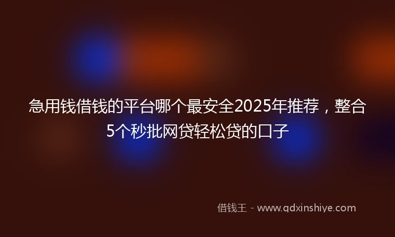 急用钱借钱的平台哪个最安全2025年推荐，整合5个秒批网贷轻松贷的口子