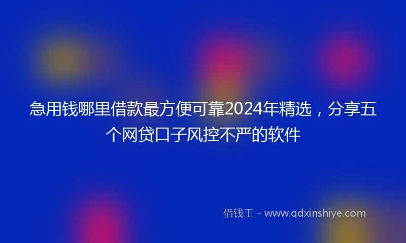 急用钱哪里借款最方便可靠2024年精选，分享五个网贷口子风控不严的软件